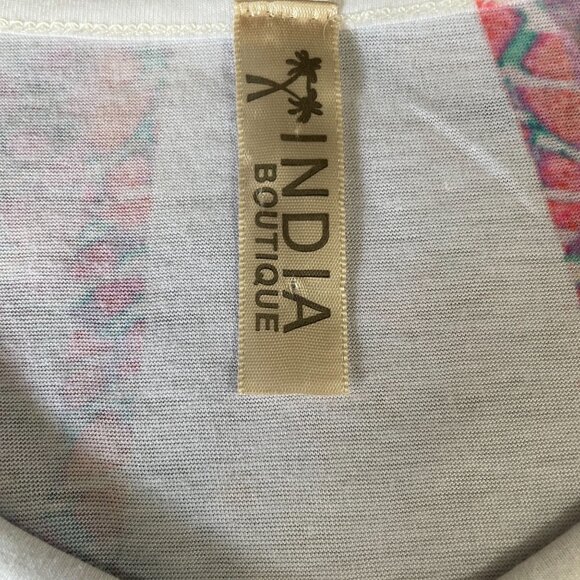 India Boutique Floral Poncho Top Sheer Boho Festival Summer Artsy SZ L/XL - Picture 3 of 11